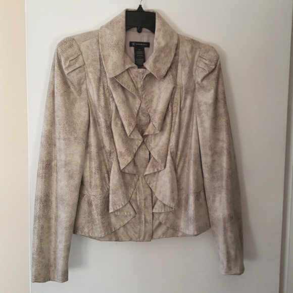 INC ruffle front zip up jacket L  EUC - Picture 1 of 8